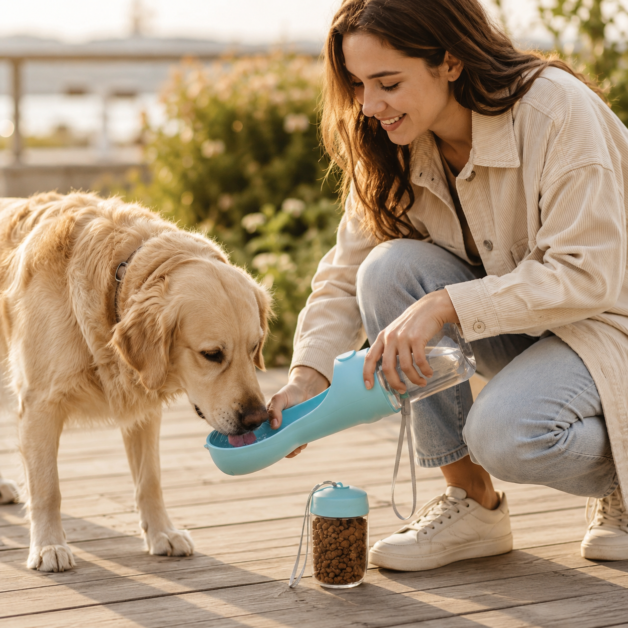 2-in-1 Drinkfles voor Huisdieren